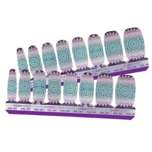 Color Street Teal and Purple Press-On Nails Drop and Give me Zen